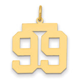 Medium Polished Number 99 Charm Pendant in Real 14k Yellow Gold