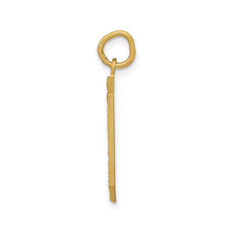 14k Yellow Gold Number 0 Pendant Charm, Textured and Polished, Unisex Numeric Jewelry