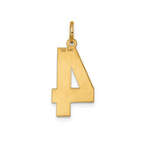 14k Yellow Gold Number 4 Pendant with Textured Center and Polished Beveled Edges