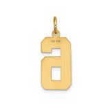 14k Yellow Gold Number 6 Pendant Charm, Textured and Polished Block Style