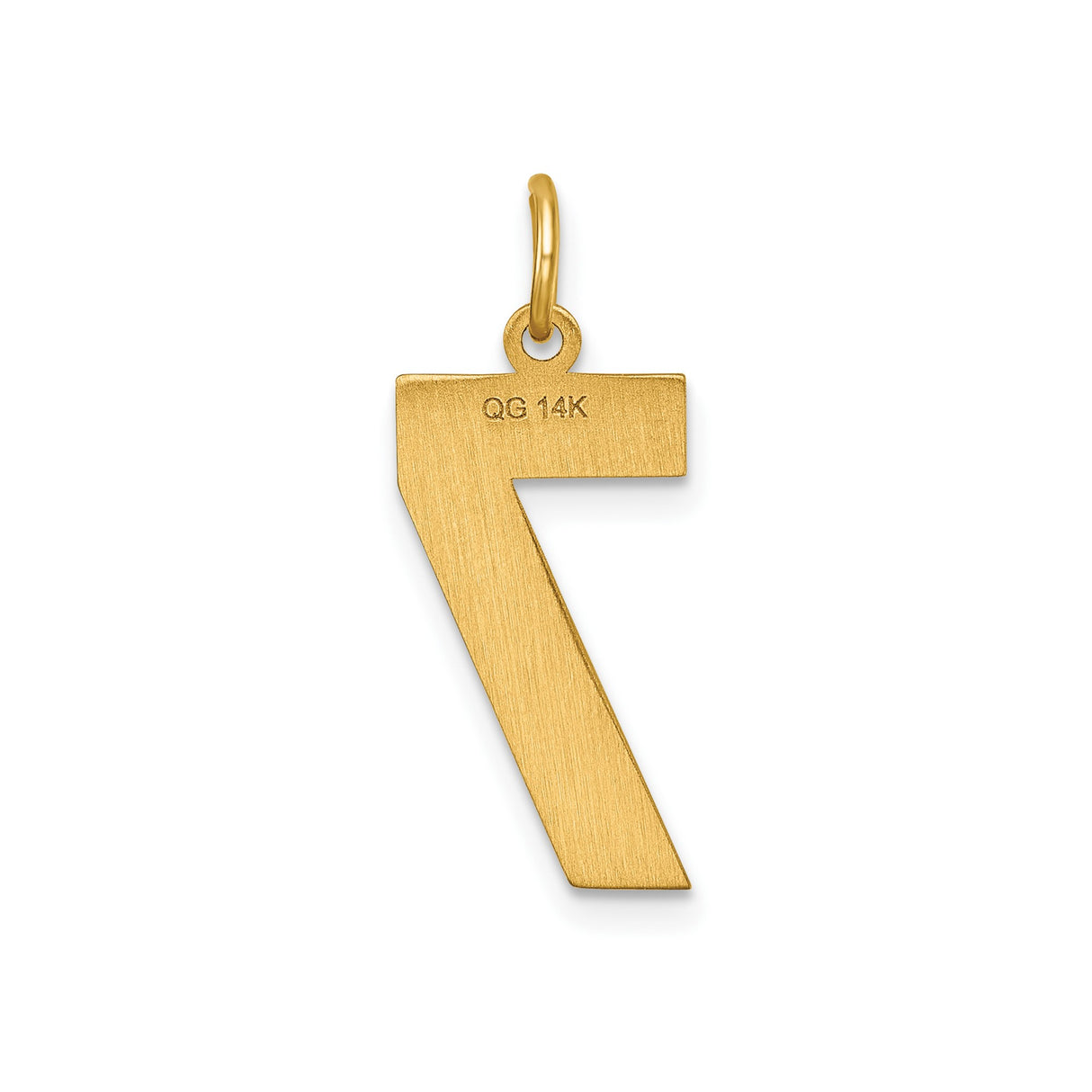 14k Yellow Gold Number 7 Pendant with Textured and Polished Finish, Unisex Numerology Charm