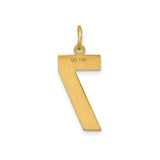14k Yellow Gold Number 7 Pendant with Textured and Polished Finish, Unisex Numerology Charm