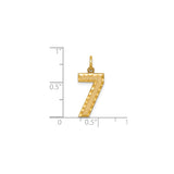 14k Yellow Gold Number 7 Pendant with Textured and Polished Finish, Unisex Numerology Charm