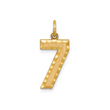 14k Yellow Gold Number 7 Pendant with Textured and Polished Finish, Unisex Numerology Charm