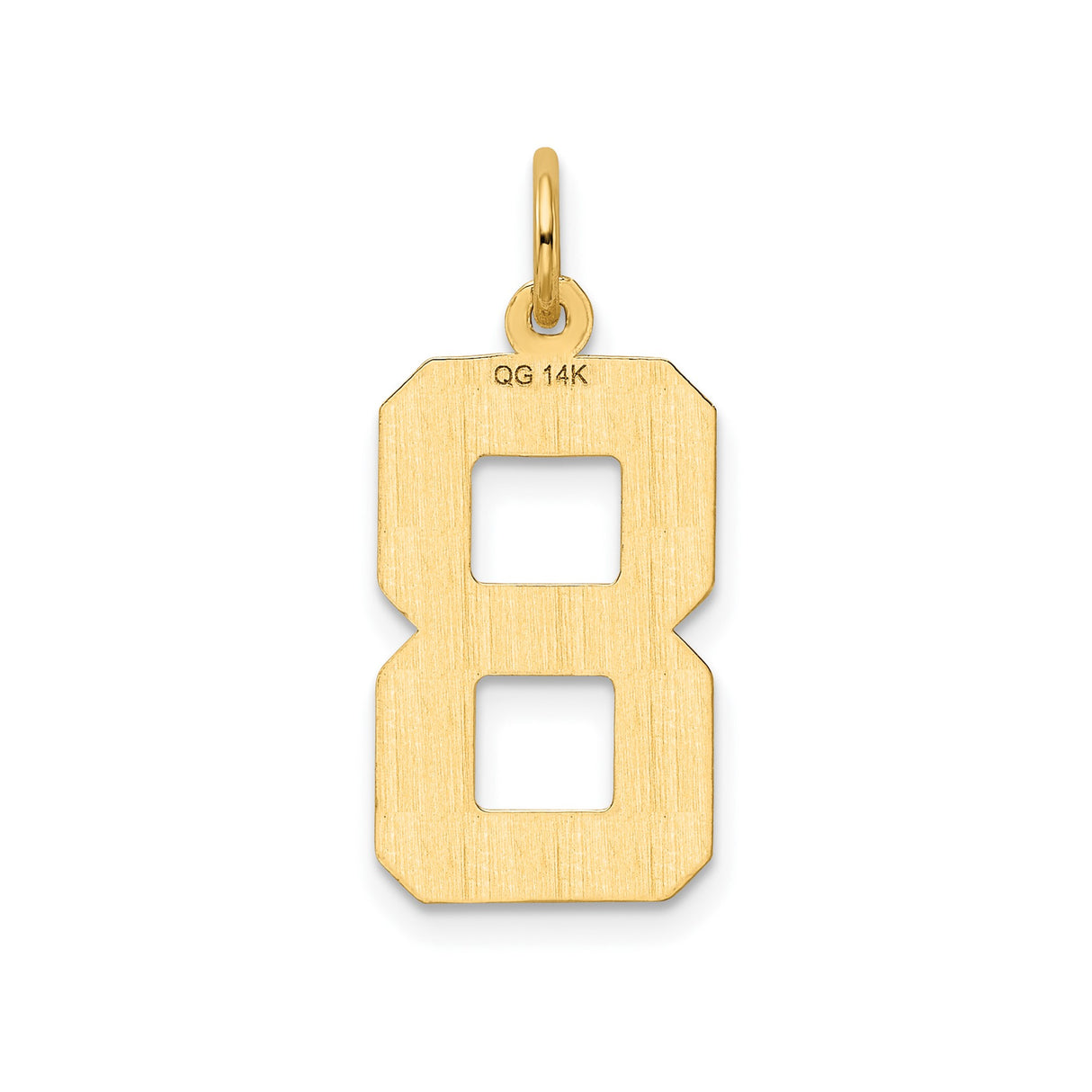 14k Yellow Gold Number 8 Pendant with Textured Finish and Diamond Cut Design