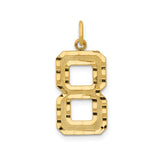 14k Yellow Gold Number 8 Pendant with Textured Finish and Diamond Cut Design