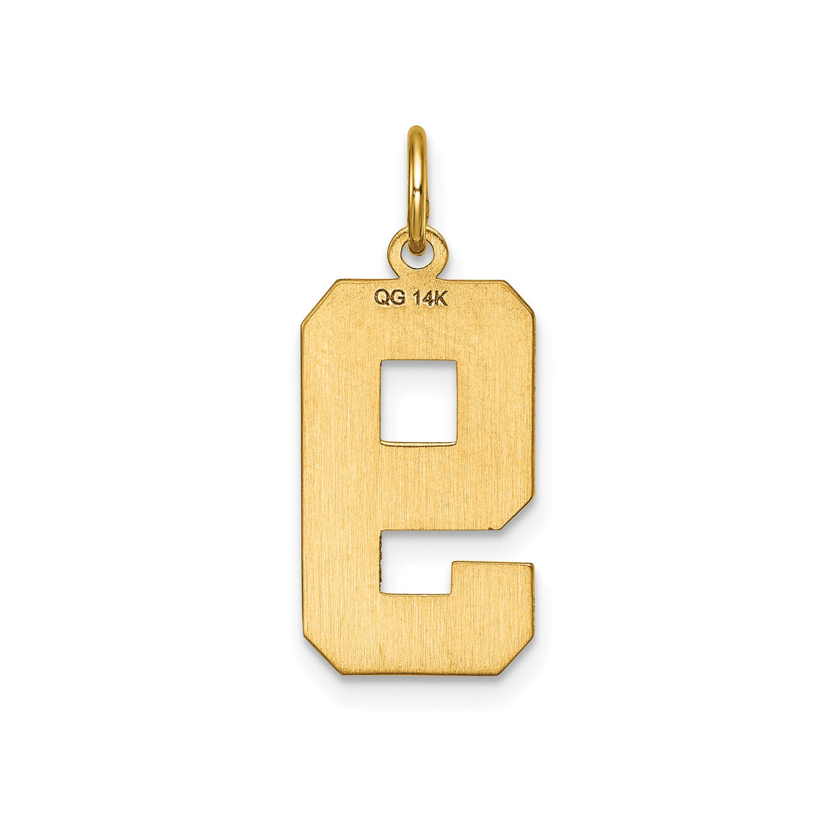 14k Yellow Gold Number 9 Pendant with Textured Center and Polished Edges