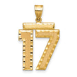 14k Yellow Gold Number 17 Pendant, Polished and Textured Unisex Charm