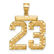 14k Yellow Gold Number 23 Pendant, Bold Textured Sports Charm, Hip Hop Style for Men