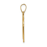 14k Yellow Gold Number 24 Pendant, Textured and Polished Sports Charm
