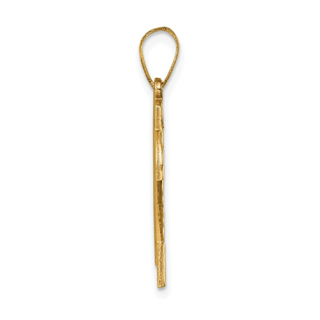 14k Yellow Gold Number 24 Pendant, Textured and Polished Sports Charm
