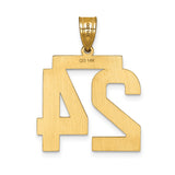 14k Yellow Gold Number 24 Pendant, Textured and Polished Sports Charm