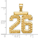 14k Yellow Gold Number 26 Pendant, Textured and Polished Jersey Style Charm
