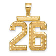 14k Yellow Gold Number 26 Pendant, Textured and Polished Jersey Style Charm