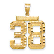 14k Yellow Gold Number 38 Pendant, Bold Polished and Textured Sports Charm