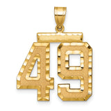Large Brushed Diamond-cut Number 49 Charm Pendant in Real 14k Yellow Gold