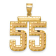Large Brushed Diamond-cut Number 55 Charm Pendant in Real 14k Yellow Gold