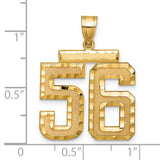 14k Yellow Gold Pendant, Number 56 Design, Polished and Textured Sports Style Charm