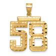 14k Yellow Gold Number 58 Pendant, Textured and Polished Sports Charm for Men or Unisex