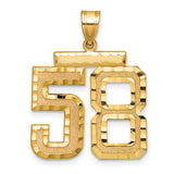 14k Yellow Gold Number 58 Pendant, Textured and Polished Sports Charm for Men or Unisex