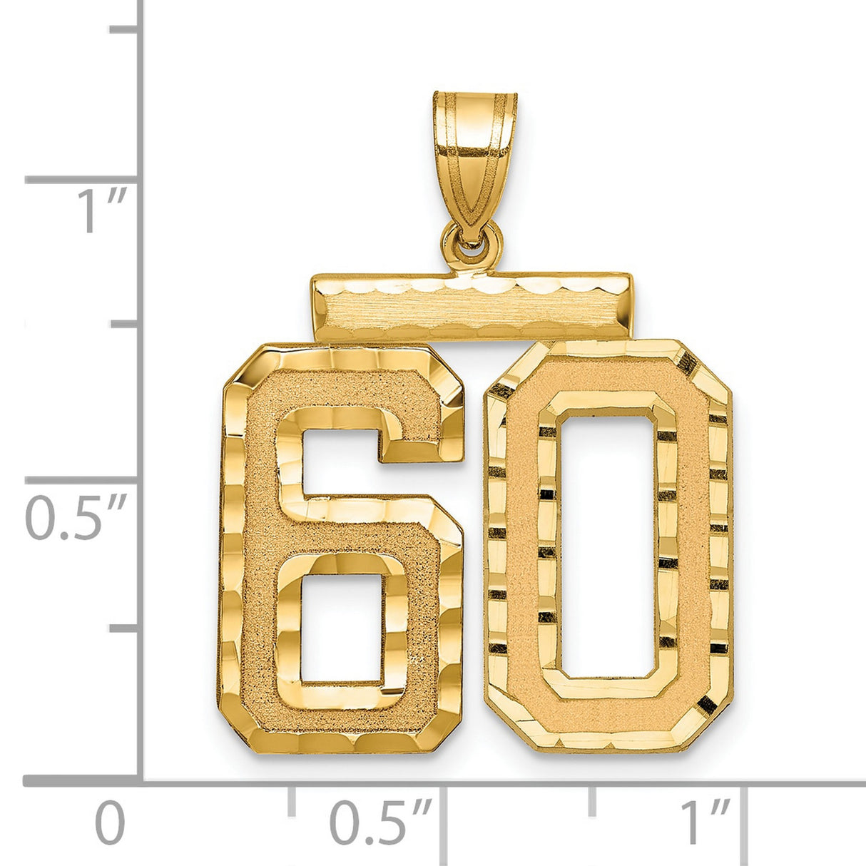 14k Yellow Gold Pendant, Bold Textured and Polished Number 60 Design for Milestone Celebrations