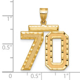 14k Yellow Gold Number 70 Pendant, Textured and Polished Finish, Commemorative Charm for Women and Men
