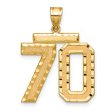 14k Yellow Gold Number 70 Pendant, Textured and Polished Finish, Commemorative Charm for Women and Men
