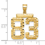 Large Brushed Diamond-cut Number 83 Charm Pendant in Real 14k Yellow Gold