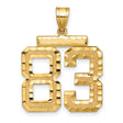 Large Brushed Diamond-cut Number 83 Charm Pendant in Real 14k Yellow Gold