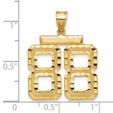Large Brushed Diamond-cut Number 88 Charm Pendant in Real 14k Yellow Gold
