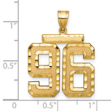 Large Brushed Diamond-cut Number 96 Charm Pendant in Real 14k Yellow Gold