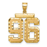 Large Brushed Diamond-cut Number 96 Charm Pendant in Real 14k Yellow Gold