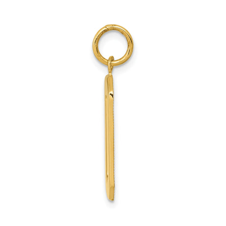 14k Yellow Gold Number 0 Pendant Charm, Polished Geometric Minimalist Design, Unisex