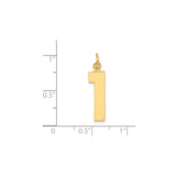 14k Yellow Gold Number One Pendant Charm, Polished Finish, Unisex Minimalist Design