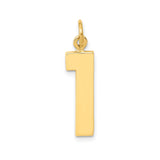 14k Yellow Gold Number One Pendant Charm, Polished Finish, Unisex Minimalist Design