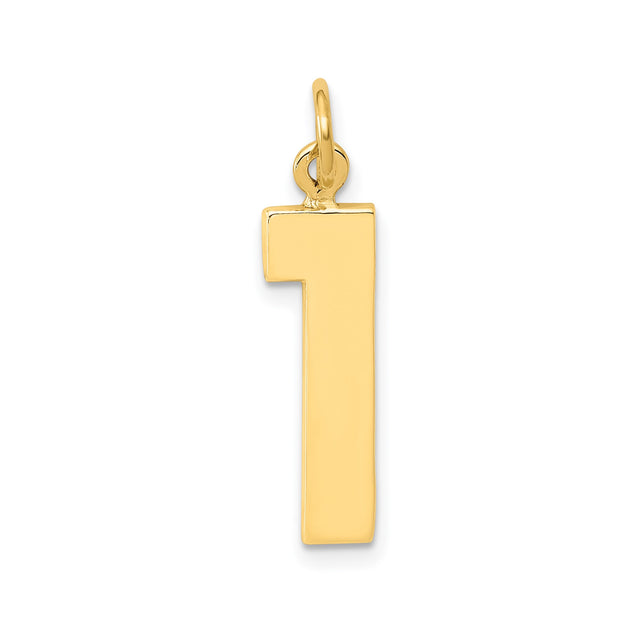 14k Yellow Gold Number One Pendant Charm, Polished Finish, Unisex Minimalist Design
