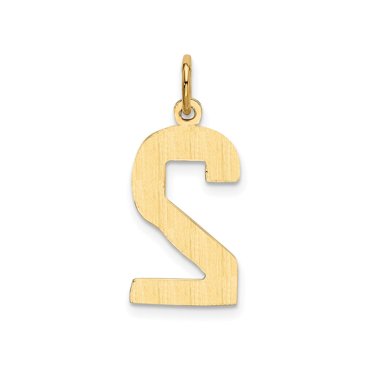14k Yellow Gold Number 2 Pendant, Polished Unisex Numeric Charm for Necklace or Bracelet
