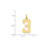 14k Yellow Gold Number 3 Pendant Charm, Block Style Unisex Minimal Jewelry