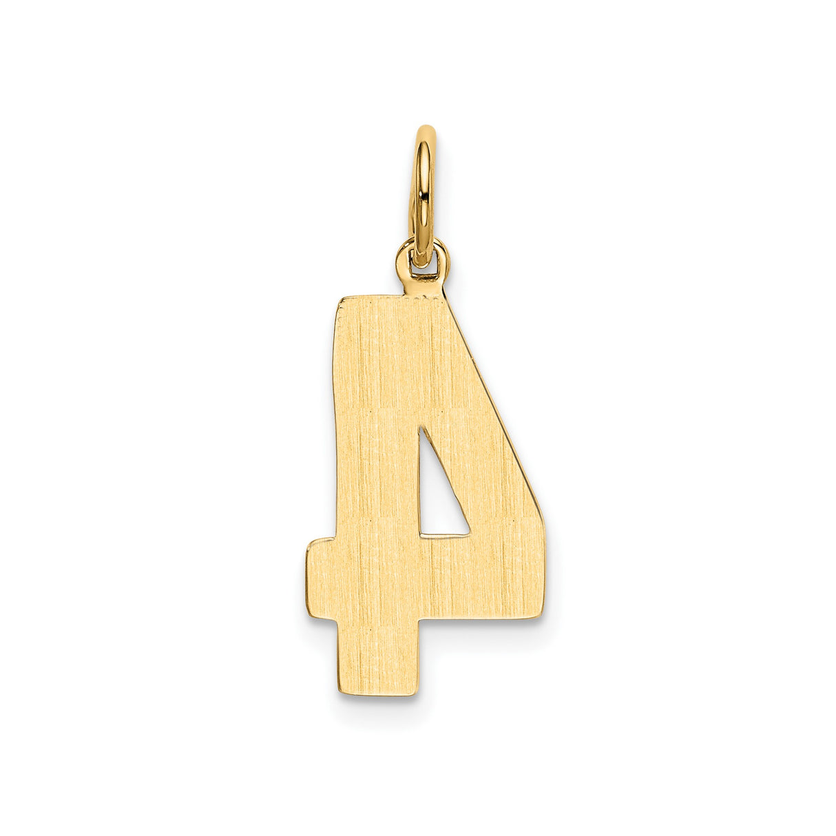 14k Yellow Gold Number 4 Pendant Charm, Polished Unisex Numeric Jewelry with Stability Theme