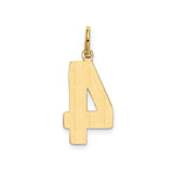 14k Yellow Gold Number 4 Pendant Charm, Polished Unisex Numeric Jewelry with Stability Theme