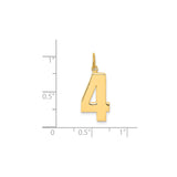 14k Yellow Gold Number 4 Pendant Charm, Polished Unisex Numeric Jewelry with Stability Theme