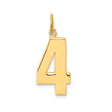 14k Yellow Gold Number 4 Pendant Charm, Polished Unisex Numeric Jewelry with Stability Theme