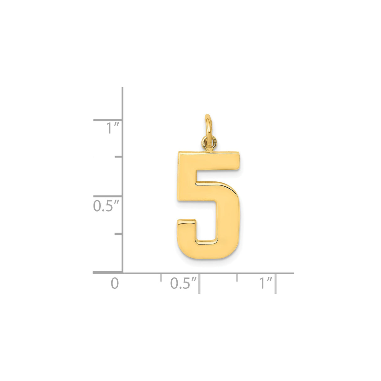 14k Yellow Gold Number 5 Pendant Charm in Bold Block Font, Unisex Numeric Jewelry