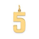 14k Yellow Gold Number 5 Pendant Charm in Bold Block Font, Unisex Numeric Jewelry