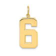 14k Yellow Gold Number Six Pendant Charm, Bold Block Style Unisex Jewelry