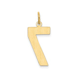 14k Yellow Gold Number 7 Pendant Charm, Polished Lucky Number Jewelry for Women or Unisex Wear