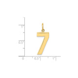14k Yellow Gold Number 7 Pendant Charm, Polished Lucky Number Jewelry for Women or Unisex Wear