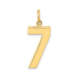 14k Yellow Gold Number 7 Pendant Charm, Polished Lucky Number Jewelry for Women or Unisex Wear
