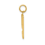 14k Yellow Gold Number 9 Pendant Charm, High Polish Block Style, Unisex Sports Jewelry