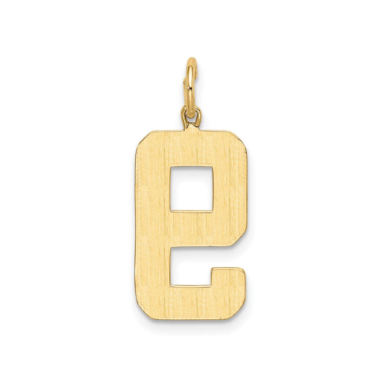 14k Yellow Gold Number 9 Pendant Charm, High Polish Block Style, Unisex Sports Jewelry